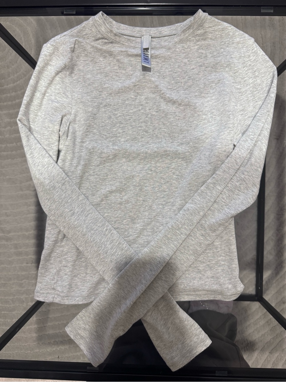 Skims Light Gray Long Sleeve Crewneck Top